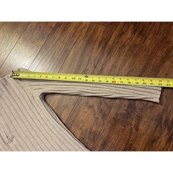 El Daws Cashmere Small Tan 1/4 Zip Ribbed Sweater - Picture 3 of 8